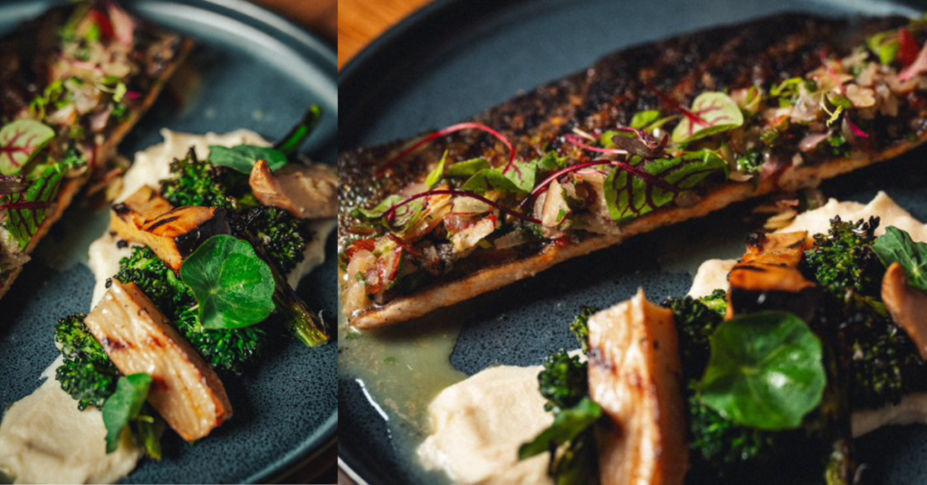 Two views of the Grilled Trout Almondine at The Select