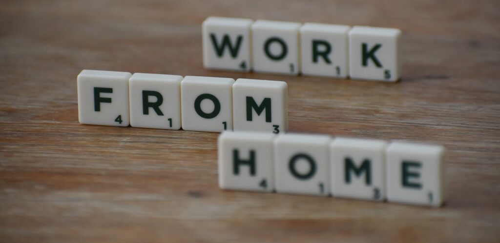 remote work scrabble, scrabble tiles that spell out work from home