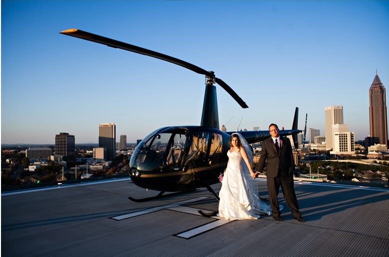 Newlyweds stand atop Ventanas launchpad.